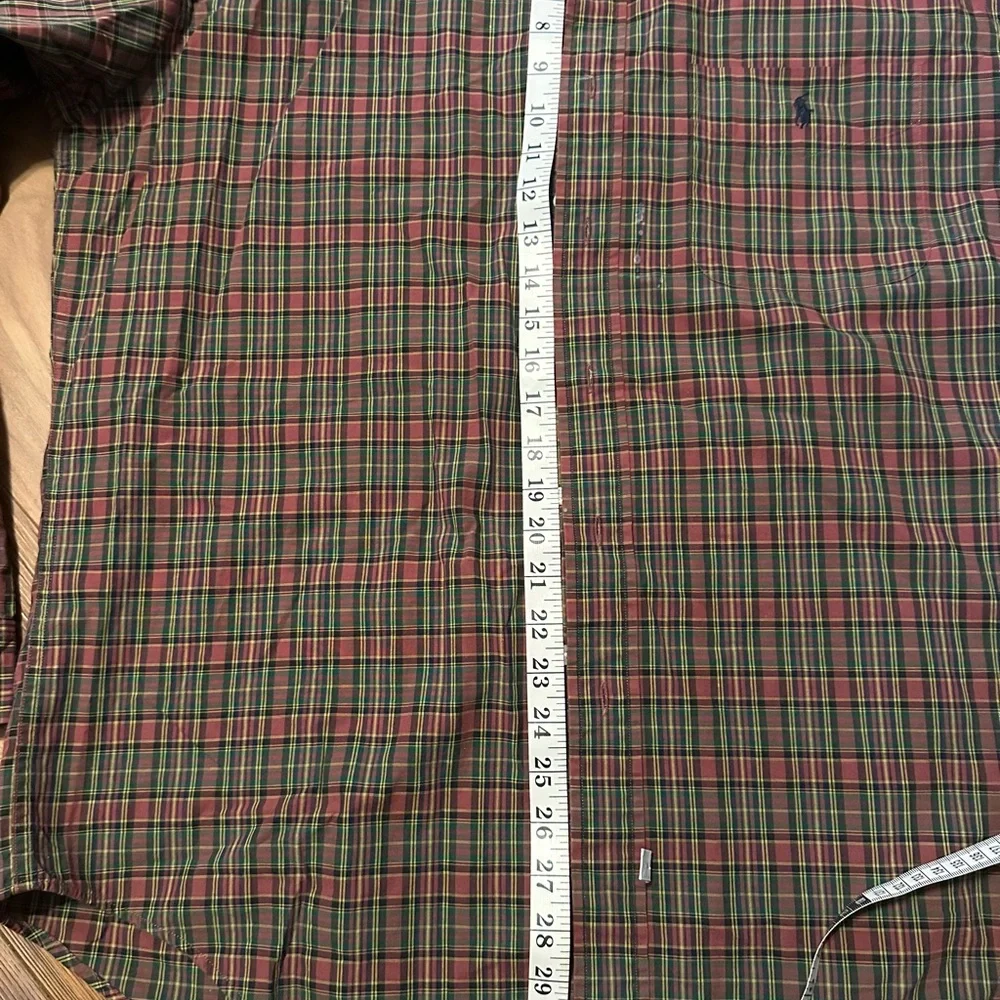 Ralph Lauren Menβs Plaid Dress Shirt Long Sleeve Size L Green Red - Picture 6 of 9